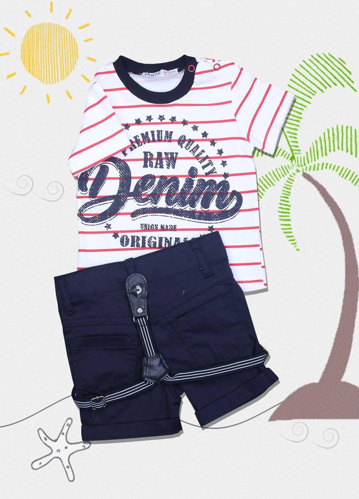 Sanaulla Exclusive Range Cotton Fancy Boys Suits -  5276 White-Blue