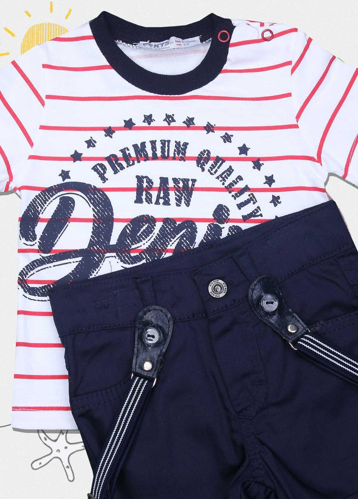 Sanaulla Exclusive Range Cotton Fancy Boys Suits -  5276 White-Blue