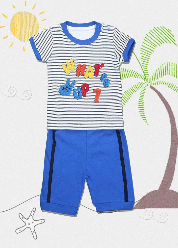 Sanaulla Exclusive Range Cotton Fancy Boys Suits -  D-110593 Blue