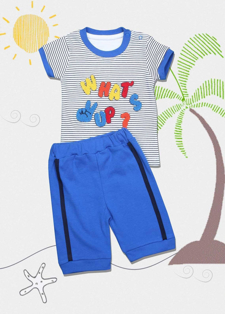 Sanaulla Exclusive Range Cotton Fancy Boys Suits -  D-110593 Blue