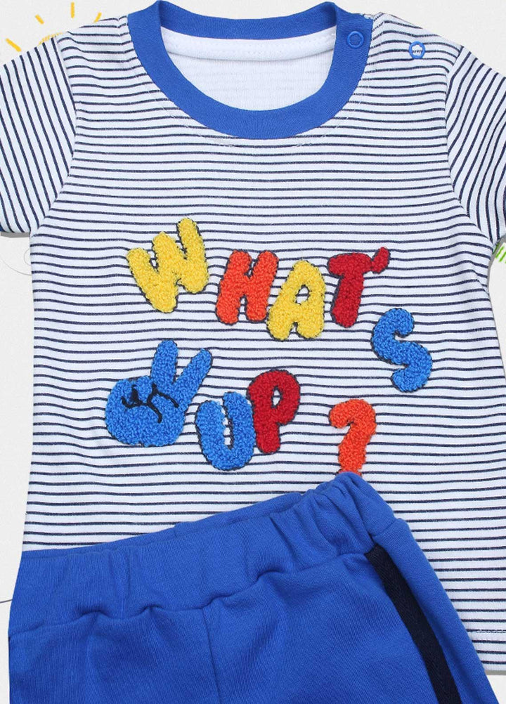 Sanaulla Exclusive Range Cotton Fancy Boys Suits -  D-110593 Blue