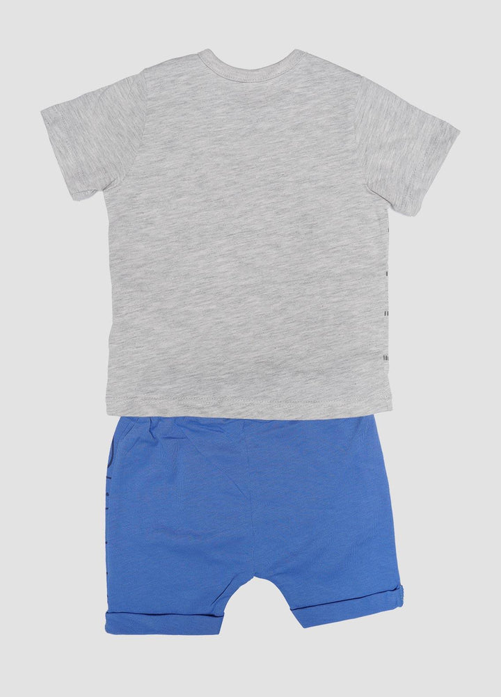 Sanaulla Exclusive Range Cotton Fancy Boys Suits -  316006 Light Grey-Blue