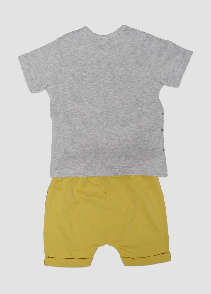 Sanaulla Exclusive Range Cotton Fancy Suits for Boys -  316006 Light Grey-Yellow