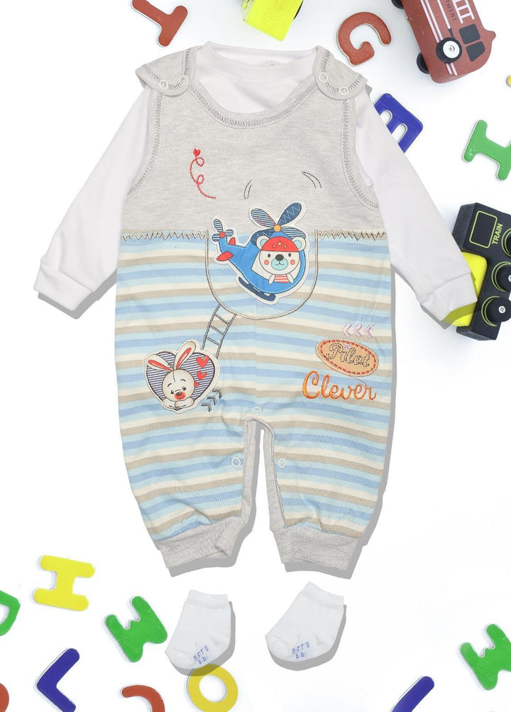 Sanaulla Exclusive Range   Boys Rompers -  332565 Sk Blue