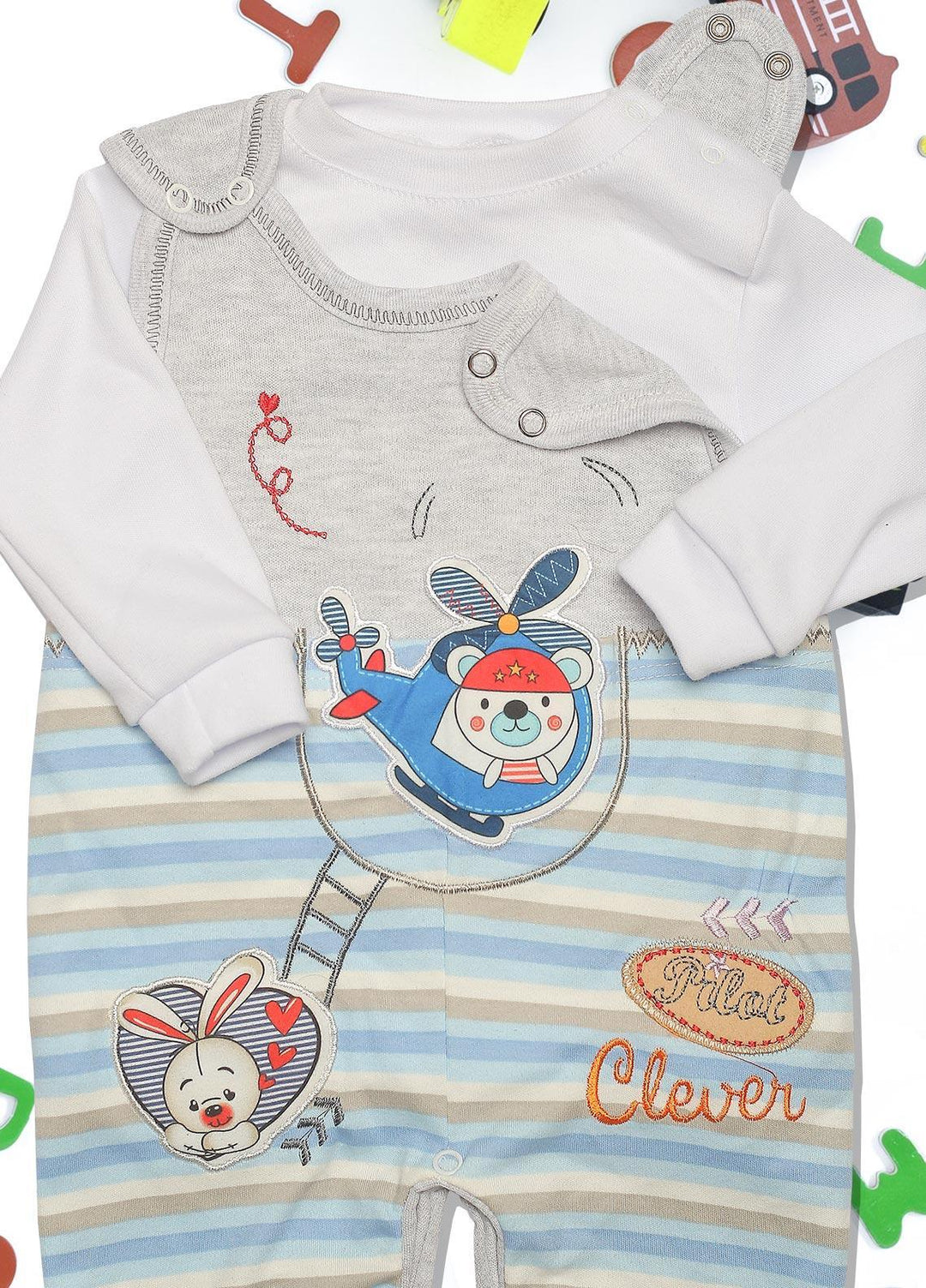 Sanaulla Exclusive Range   Boys Rompers -  332565 Sk Blue