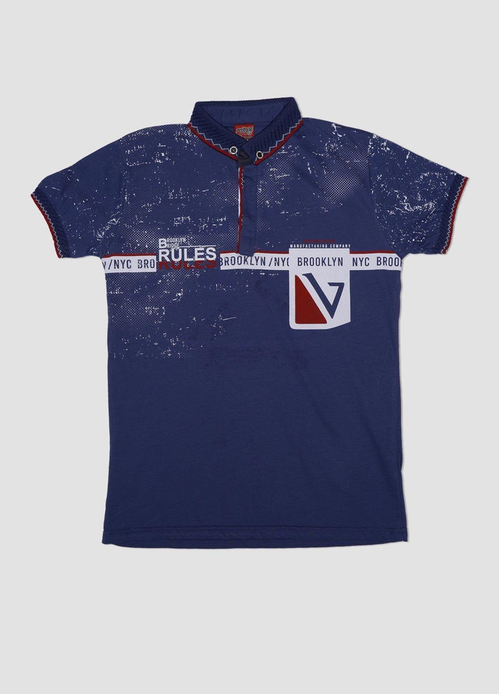 Sanaulla Exclusive Range Cotton Casual T-Shirts for Boys -  1015502 Blue