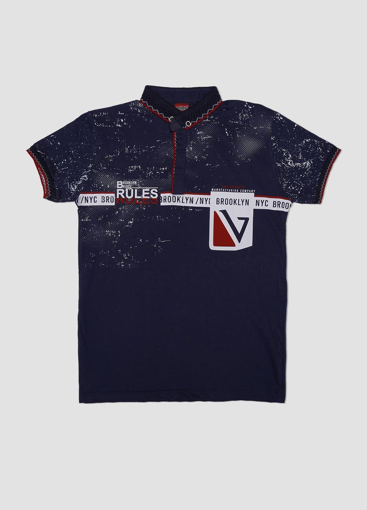 Sanaulla Exclusive Range Cotton Casual Boys T-Shirts -  1015502 Dark Blue