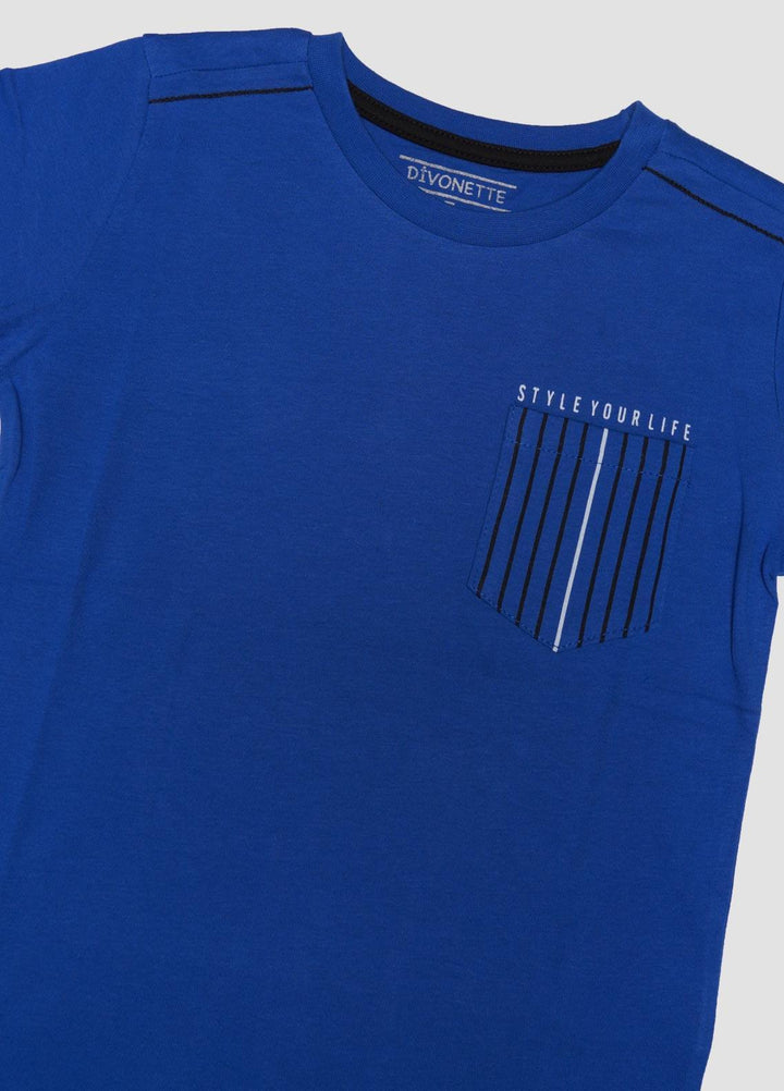 Sanaulla Exclusive Range Cotton Casual T-Shirts for Boys -  1038-3 Royal Blue