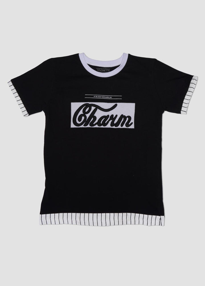 Sanaulla Exclusive Range Cotton Casual Boys T-Shirts -  1127-4 Black