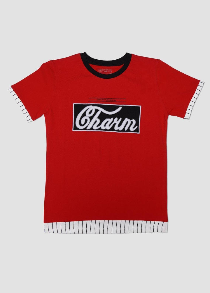 Sanaulla Exclusive Range Cotton Casual T-Shirts for Boys -  1127-4 Red