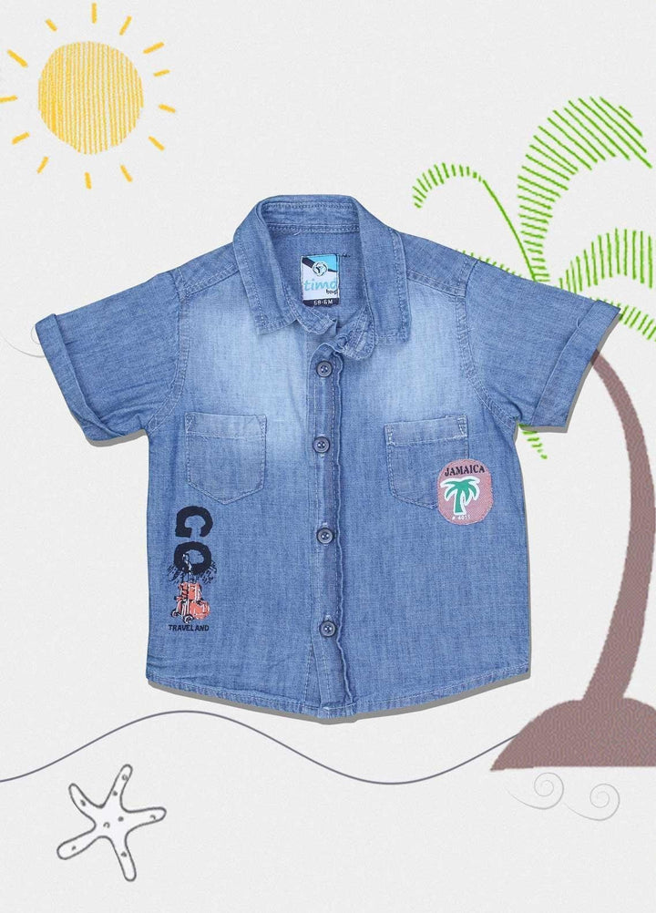 Sanaulla Exclusive Range Cotton Fancy Shirts for Boys -  0051 Blue