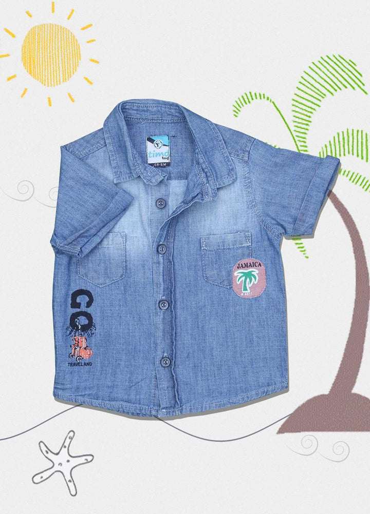 Sanaulla Exclusive Range Cotton Fancy Shirts for Boys -  0051 Blue