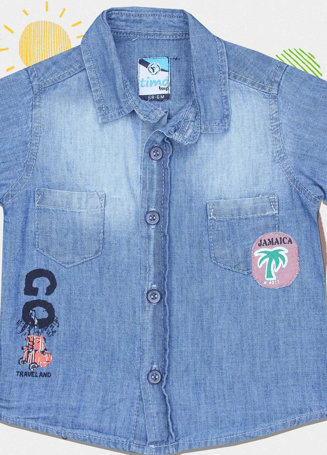 Sanaulla Exclusive Range Cotton Fancy Shirts for Boys -  0051 Blue