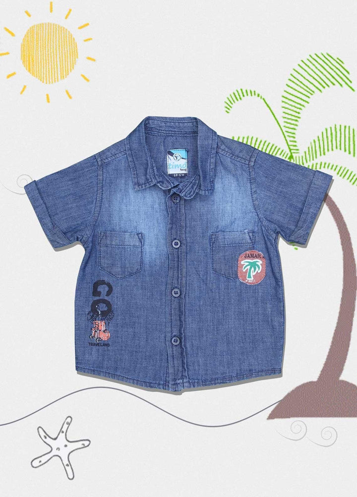 Sanaulla Exclusive Range Cotton Fancy Boys Shirts -  0051 Dark Blue