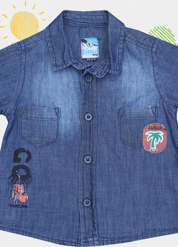 Sanaulla Exclusive Range Cotton Fancy Boys Shirts -  0051 Dark Blue