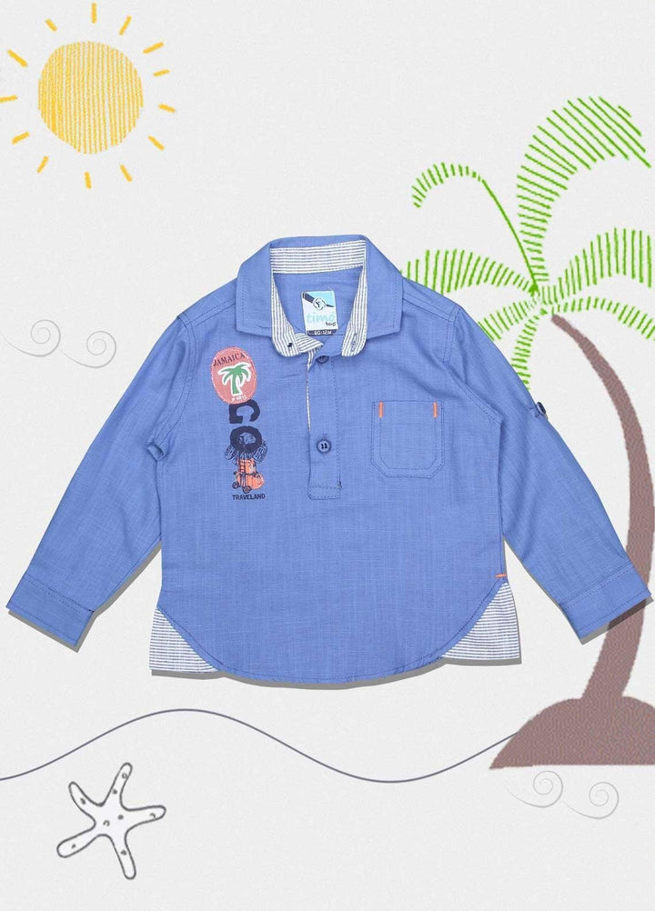 Sanaulla Exclusive Range Cotton Fancy Shirts for Boys -  551 Light Blue