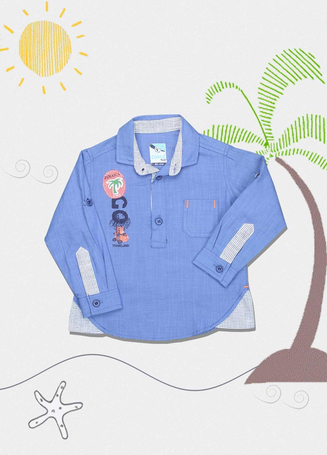 Sanaulla Exclusive Range Cotton Fancy Shirts for Boys -  551 Light Blue