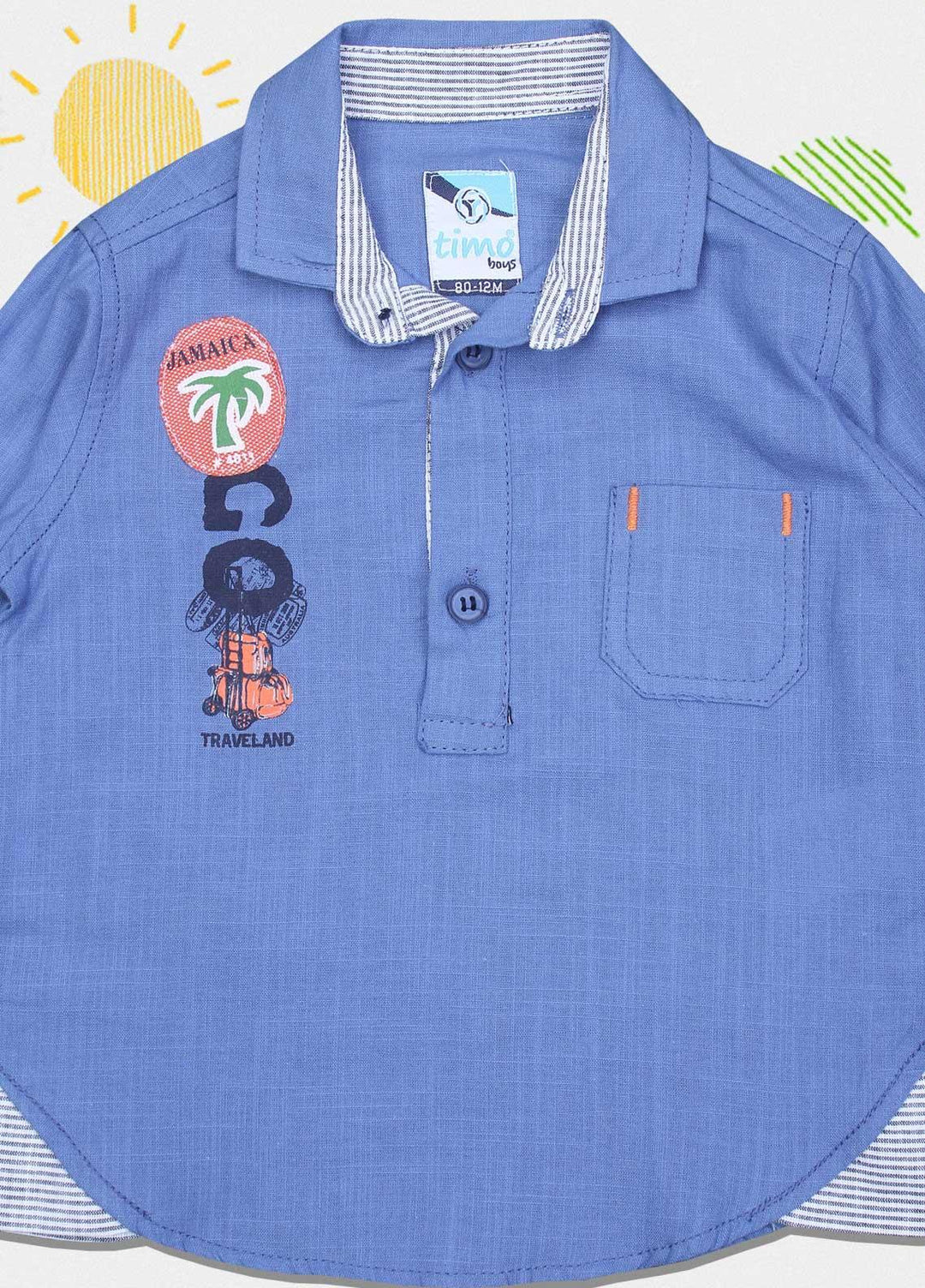 Sanaulla Exclusive Range Cotton Fancy Shirts for Boys -  551 Light Blue