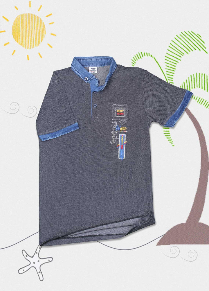 Sanaulla Exclusive Range Cotton Casual Boys T-Shirts -  D-1001437 Grey