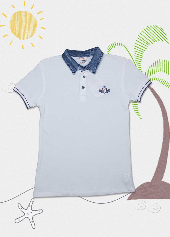 Sanaulla Exclusive Range Cotton Casual T-Shirts for Boys -  D-1001438 White