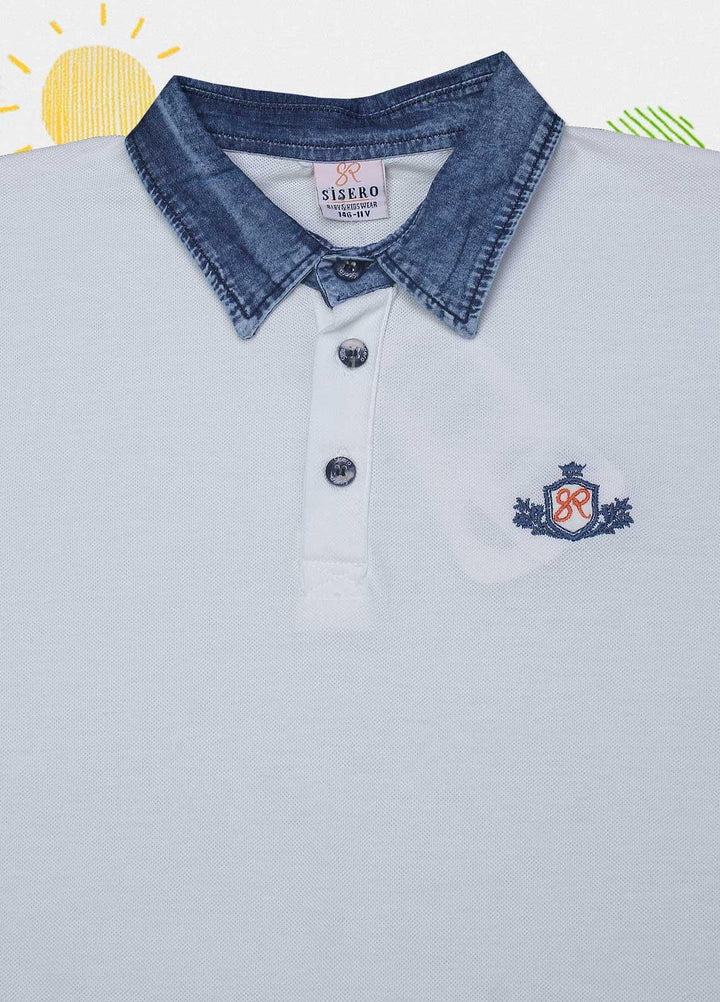 Sanaulla Exclusive Range Cotton Casual T-Shirts for Boys -  D-1001438 White