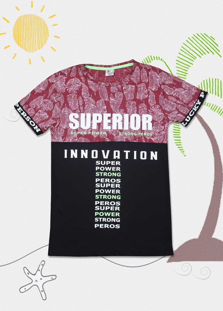 Sanaulla Exclusive Range Cotton Casual Boys T-Shirts -  D-113473 Dark Pink