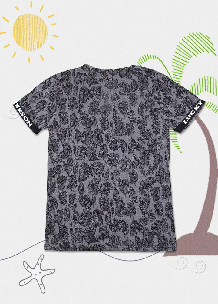 Sanaulla Exclusive Range Cotton Casual T-Shirts for Boys -  D-113473 Grey