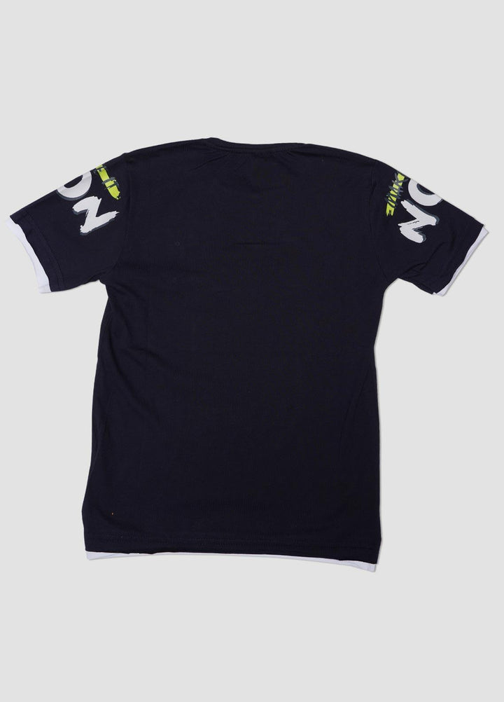 Sanaulla Exclusive Range Cotton Casual T-Shirts for Boys -  6797 Dark Blue