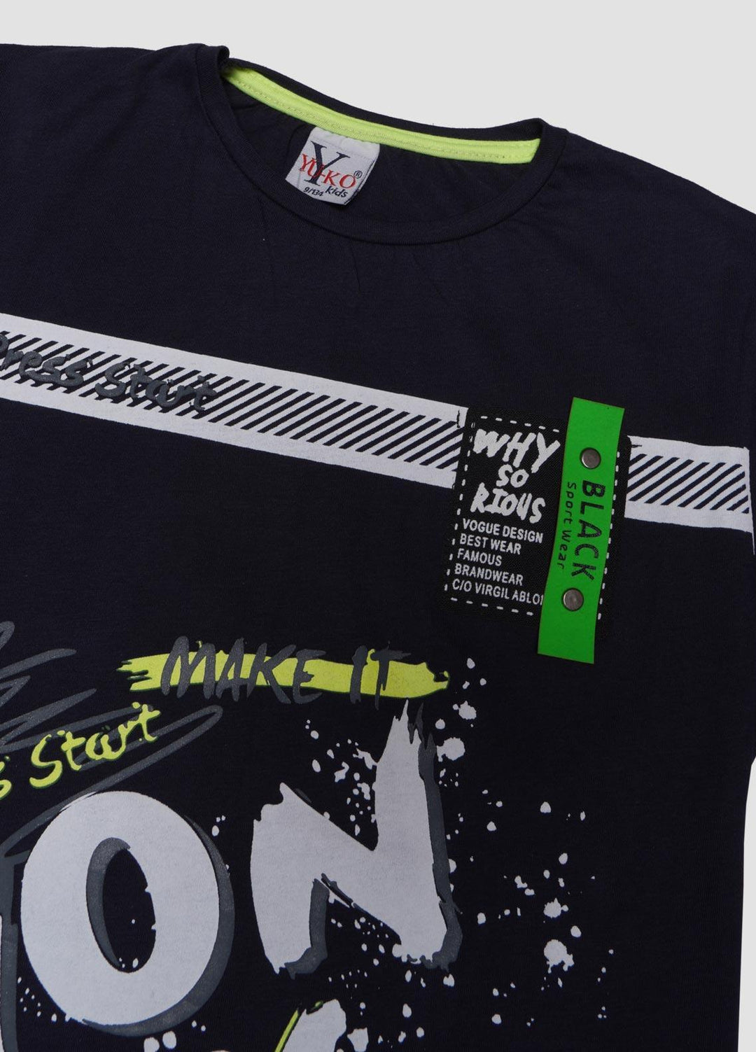 Sanaulla Exclusive Range Cotton Casual T-Shirts for Boys -  6797 Dark Blue