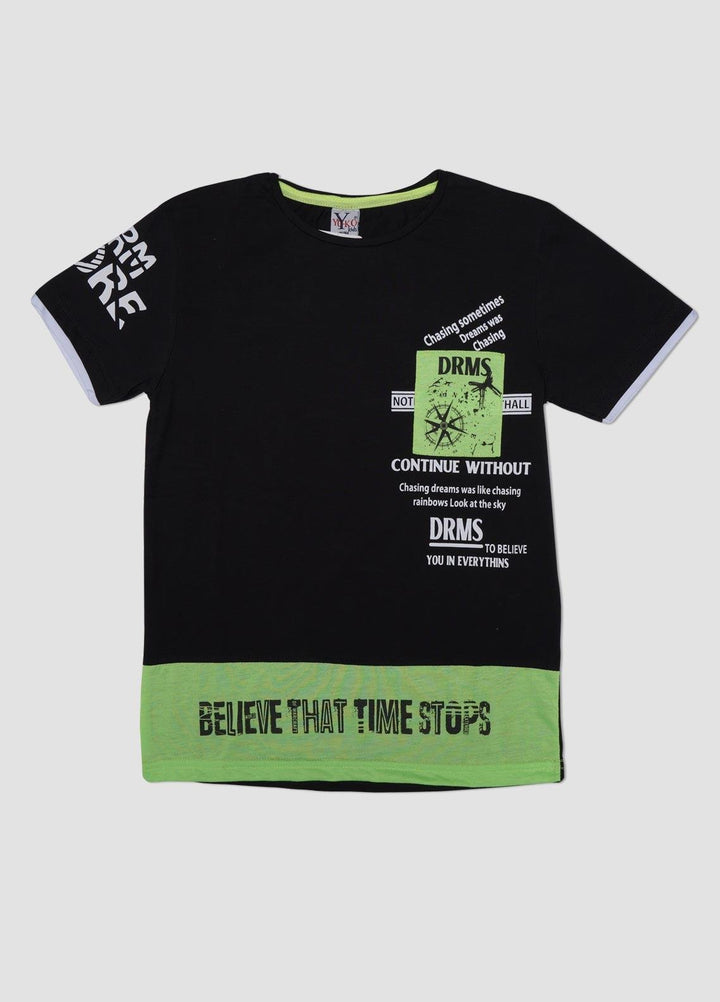 Sanaulla Exclusive Range Cotton Casual T-Shirts for Boys -  6893 Black