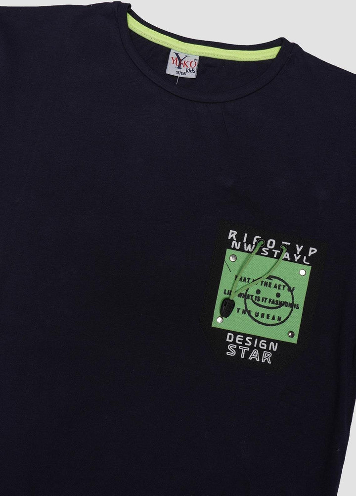 Sanaulla Exclusive Range Cotton Casual T-Shirts for Boys -  6906 Blue