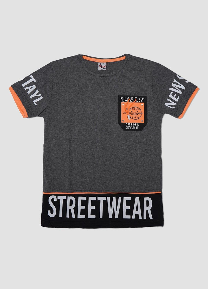 Sanaulla Exclusive Range Cotton Casual Boys T-Shirts -  6906 Grey