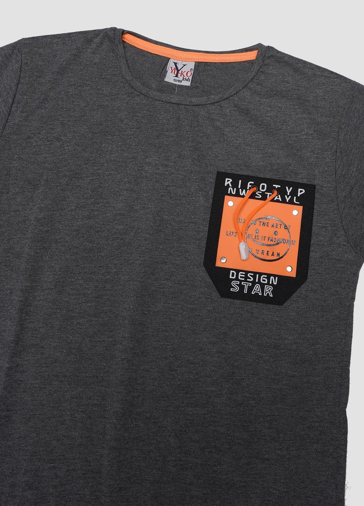 Sanaulla Exclusive Range Cotton Casual Boys T-Shirts -  6906 Grey