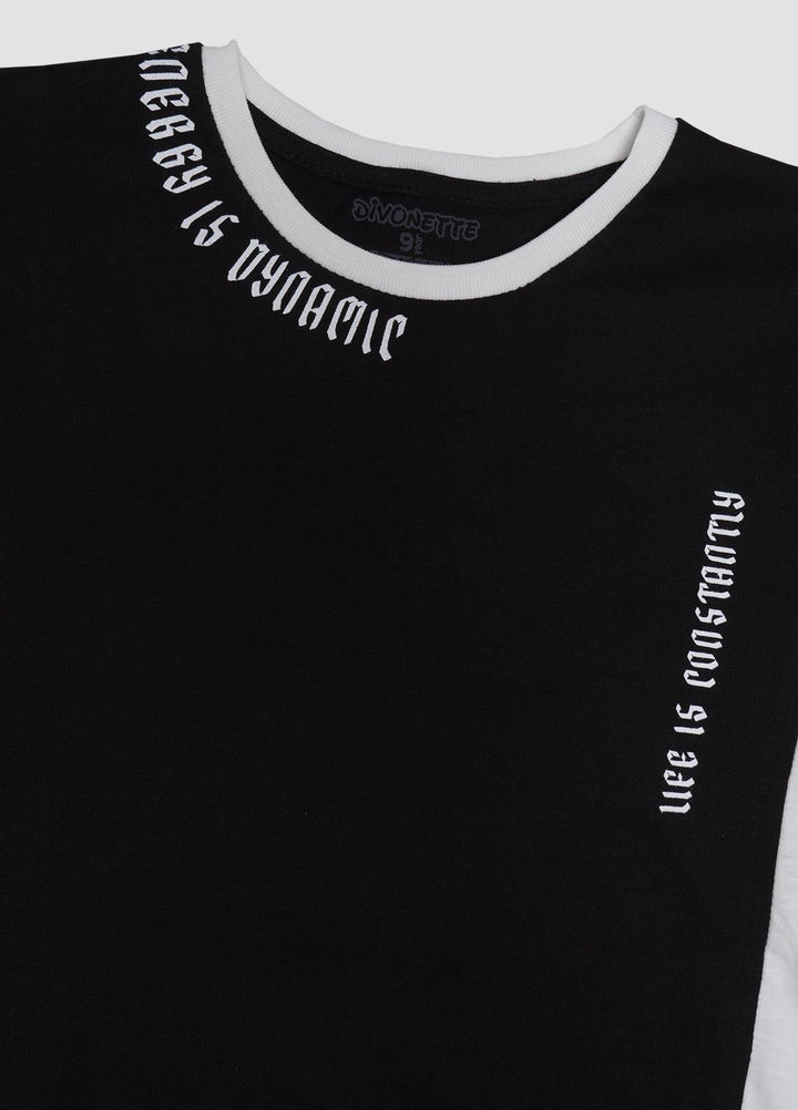 Sanaulla Exclusive Range Cotton Casual T-Shirts for Boys -  7500-4 Black