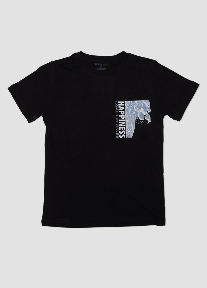 Sanaulla Exclusive Range Cotton Casual Boys T-Shirts -  75174 Black