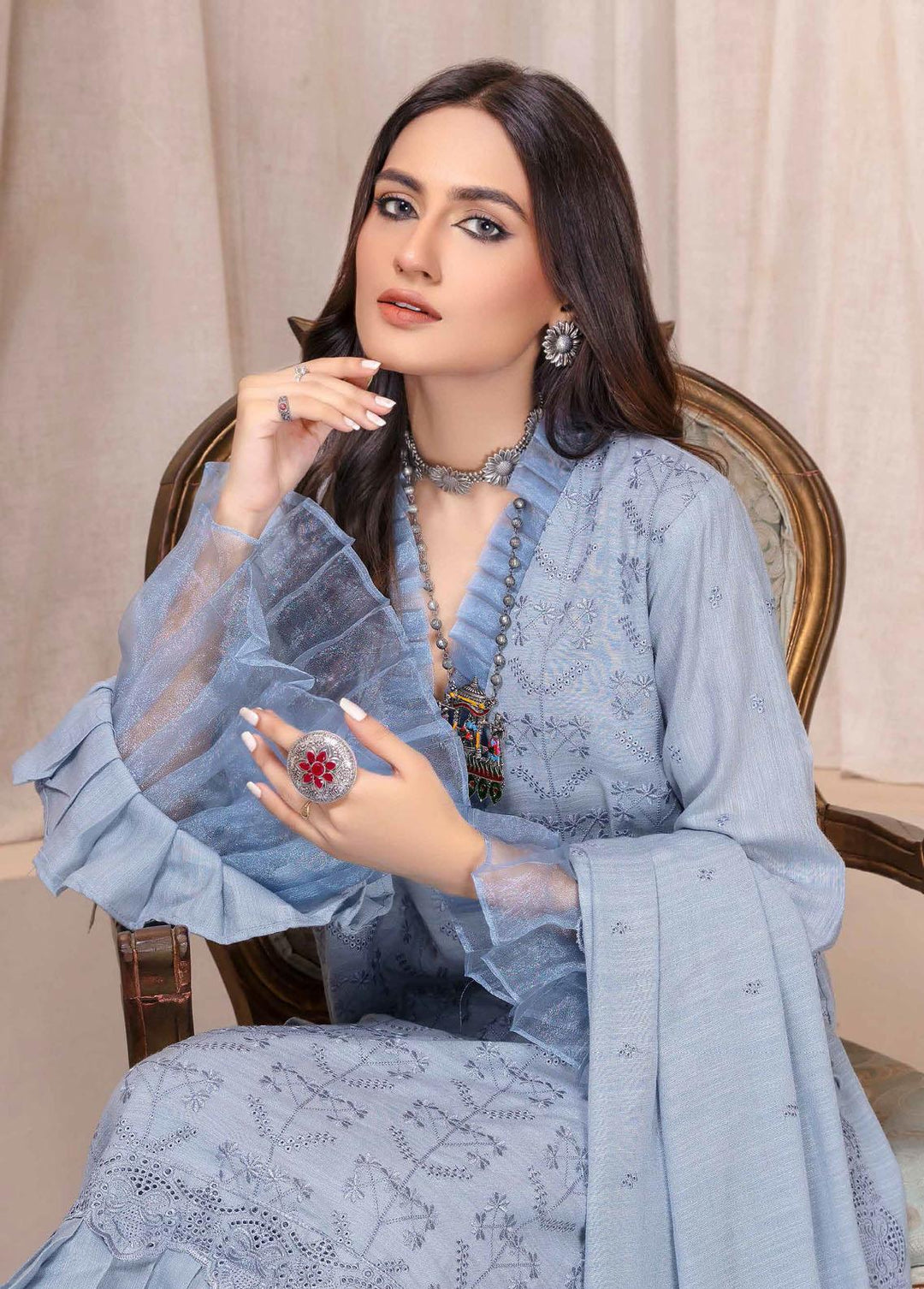 Breeze By Aalaya Embroidered Slub Suits Unstitched 3 Piece ALY22BS DE-03 - Winter Collection