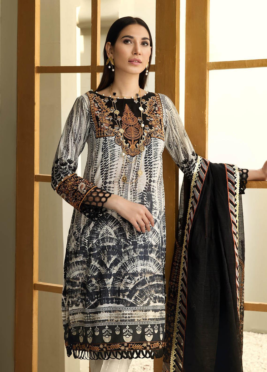 Resham Ghar Embroidered Lawn Suits Unstitched 3 Piece RG21B RGS-01 - Summer Collection