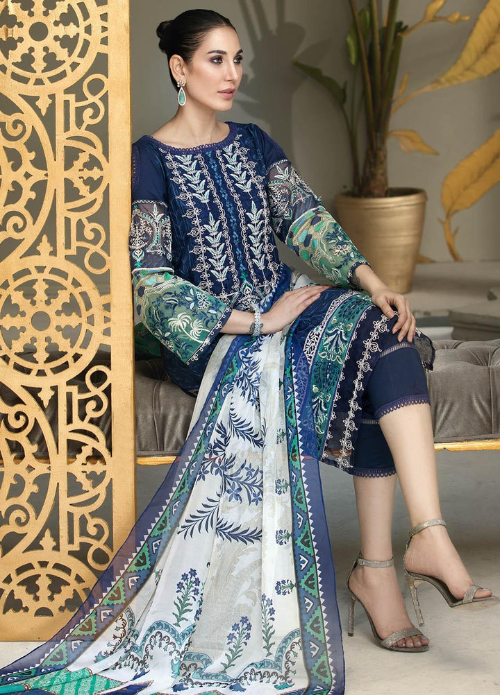 Resham Ghar Embroidered Lawn Suits Unstitched 3 Piece RG21B RGS-02 - Summer Collection