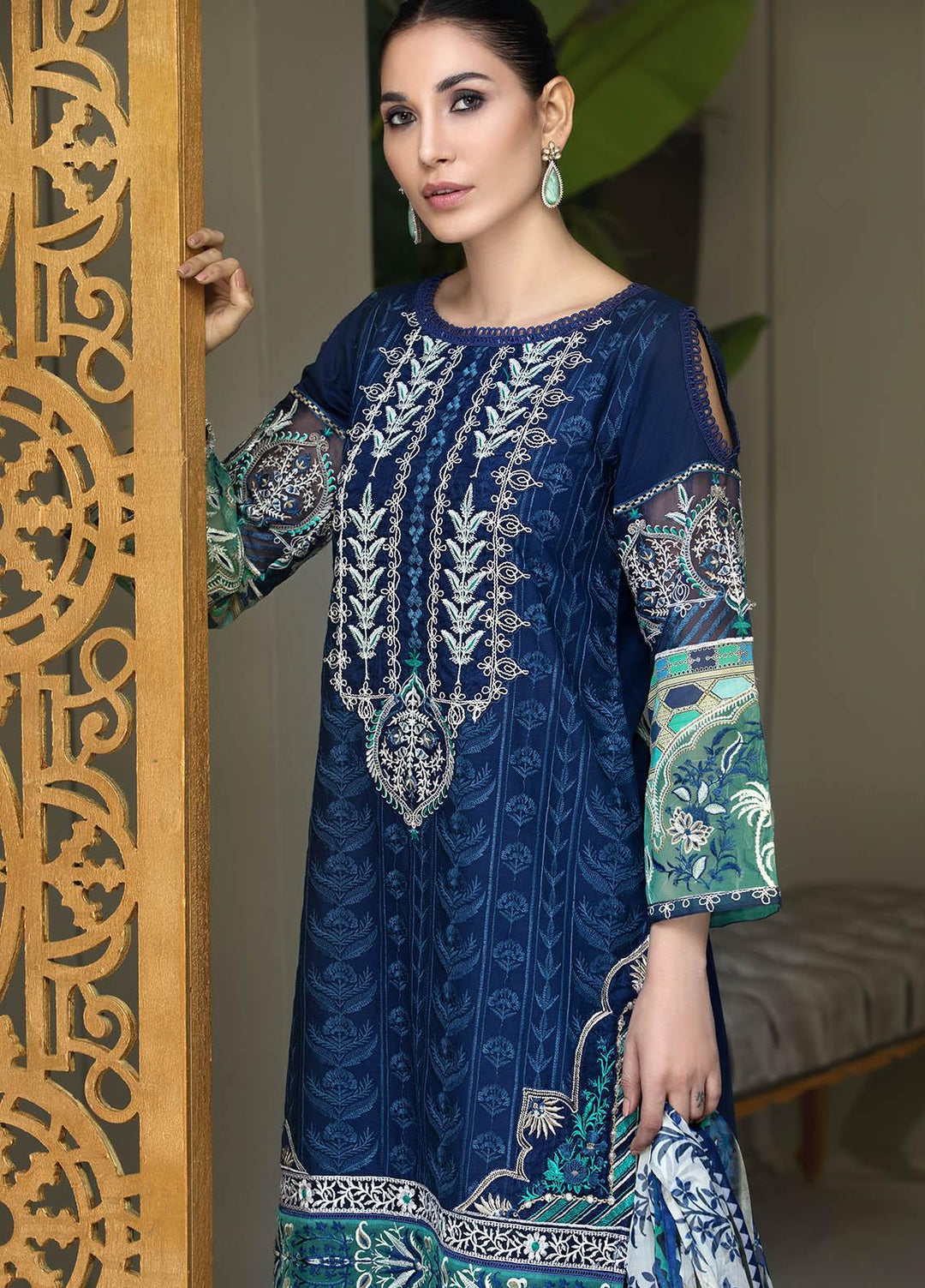 Resham Ghar Embroidered Lawn Suits Unstitched 3 Piece RG21B RGS-02 - Summer Collection