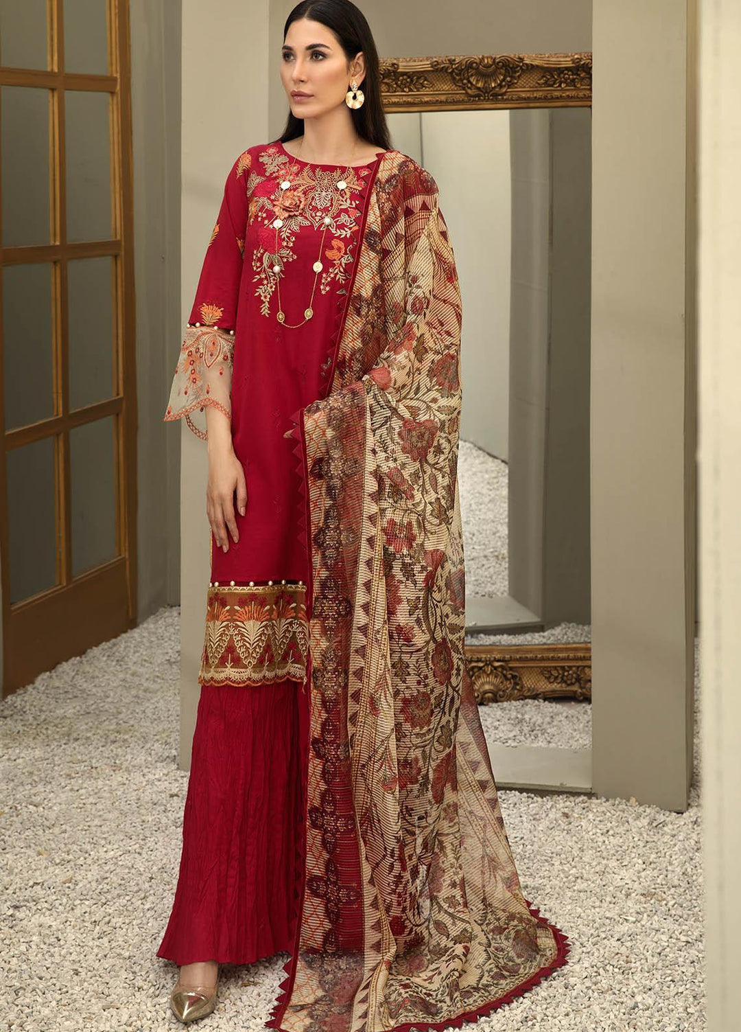 Resham Ghar Embroidered Lawn Suits Unstitched 3 Piece RG21B RGS-03 - Summer Collection