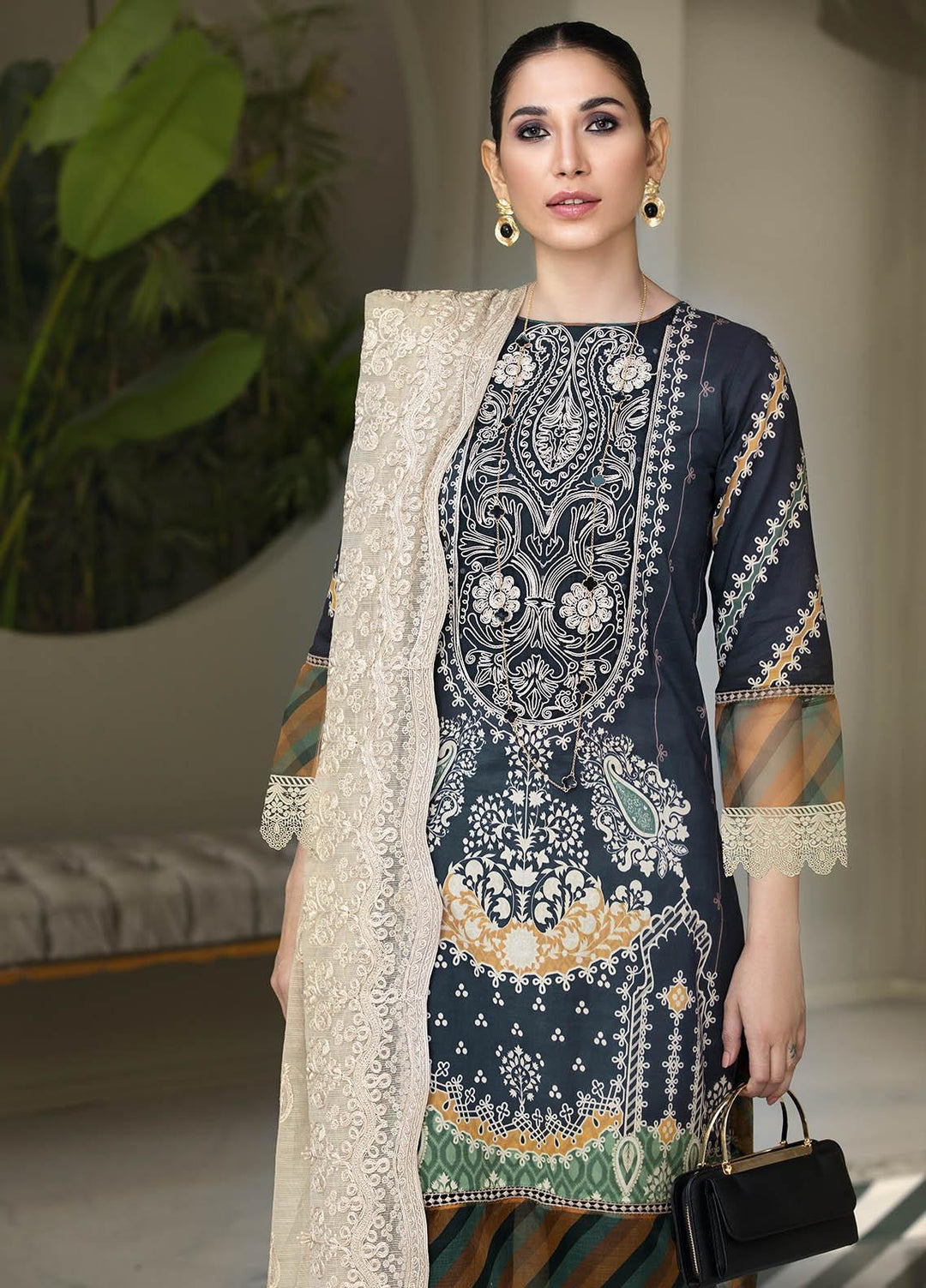 Resham Ghar Embroidered Lawn Suits Unstitched 3 Piece RG21B RGS-07 - Summer Collection