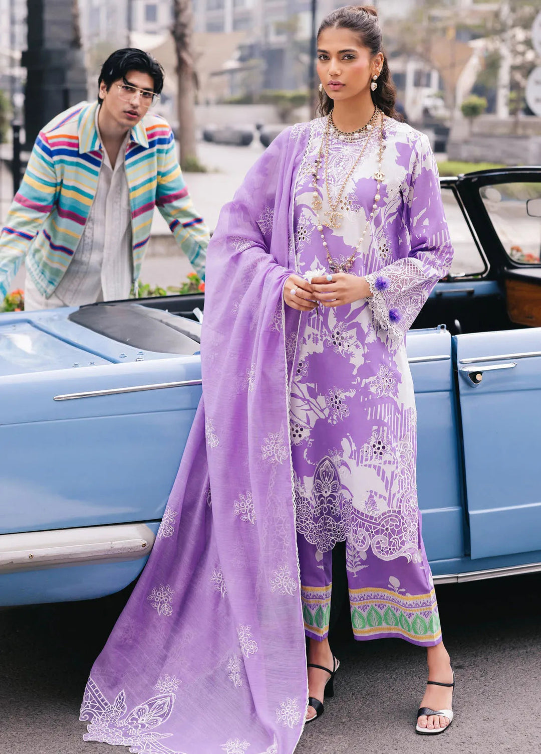 Broadway by Mahnur Embroidered Lawn Suits Unstitched 3 Piece MN25B D-07 Viola - Summer Collection