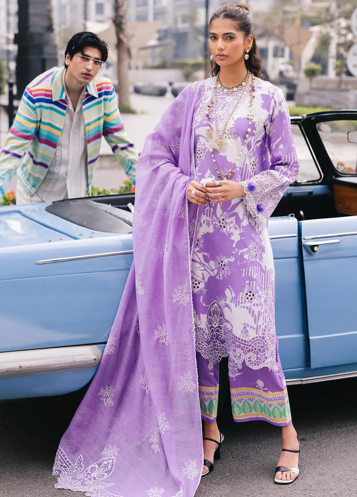 Broadway by Mahnur Embroidered Lawn Suits Unstitched 3 Piece MN25B D-07 Viola - Summer Collection