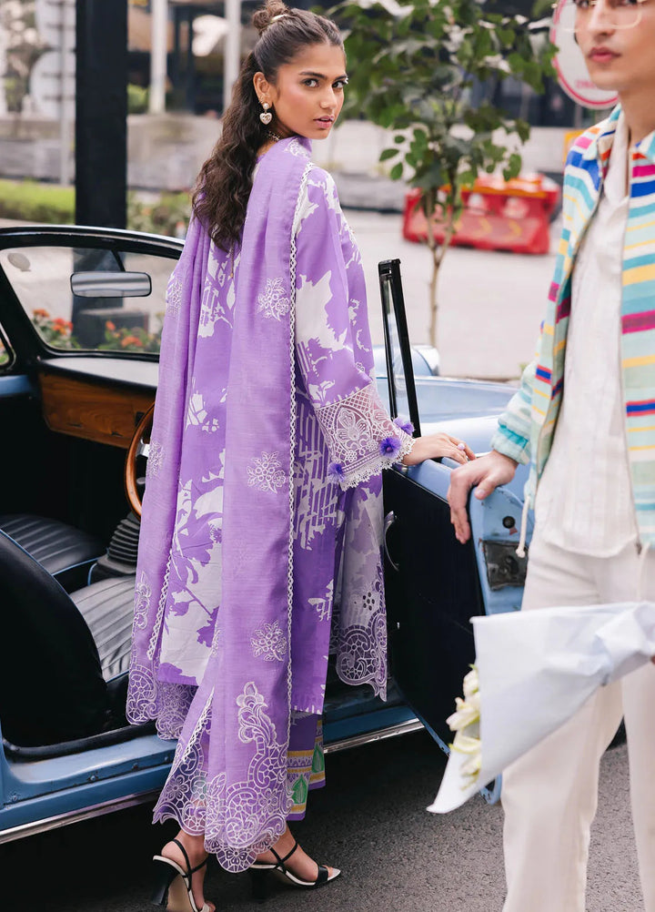 Broadway by Mahnur Embroidered Lawn Suits Unstitched 3 Piece MN25B D-07 Viola - Summer Collection