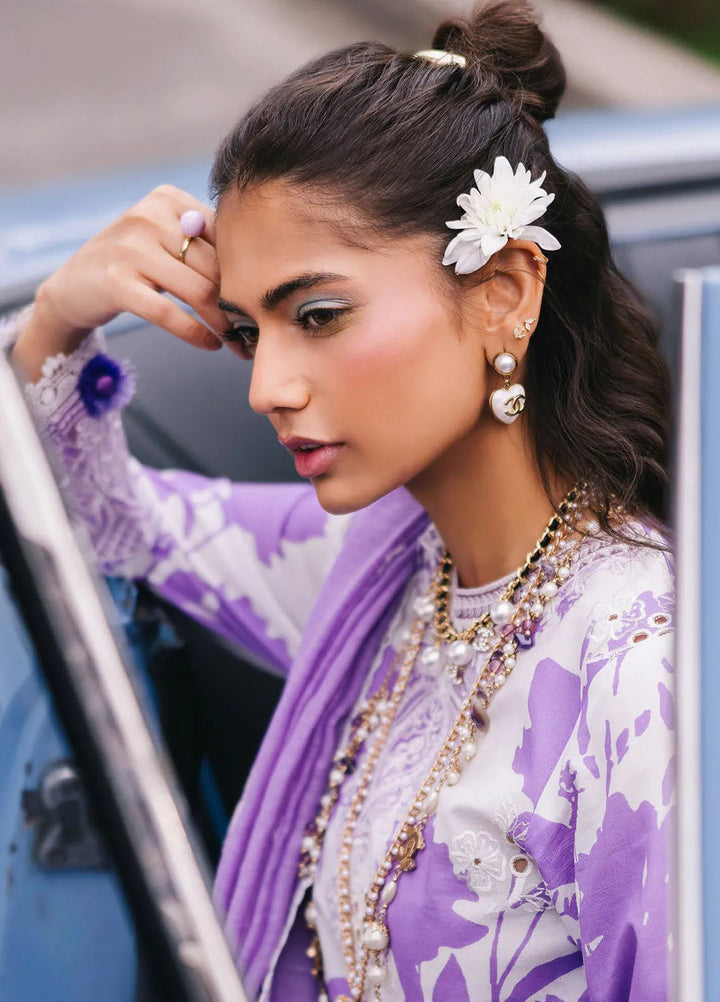 Broadway by Mahnur Embroidered Lawn Suits Unstitched 3 Piece MN25B D-07 Viola - Summer Collection