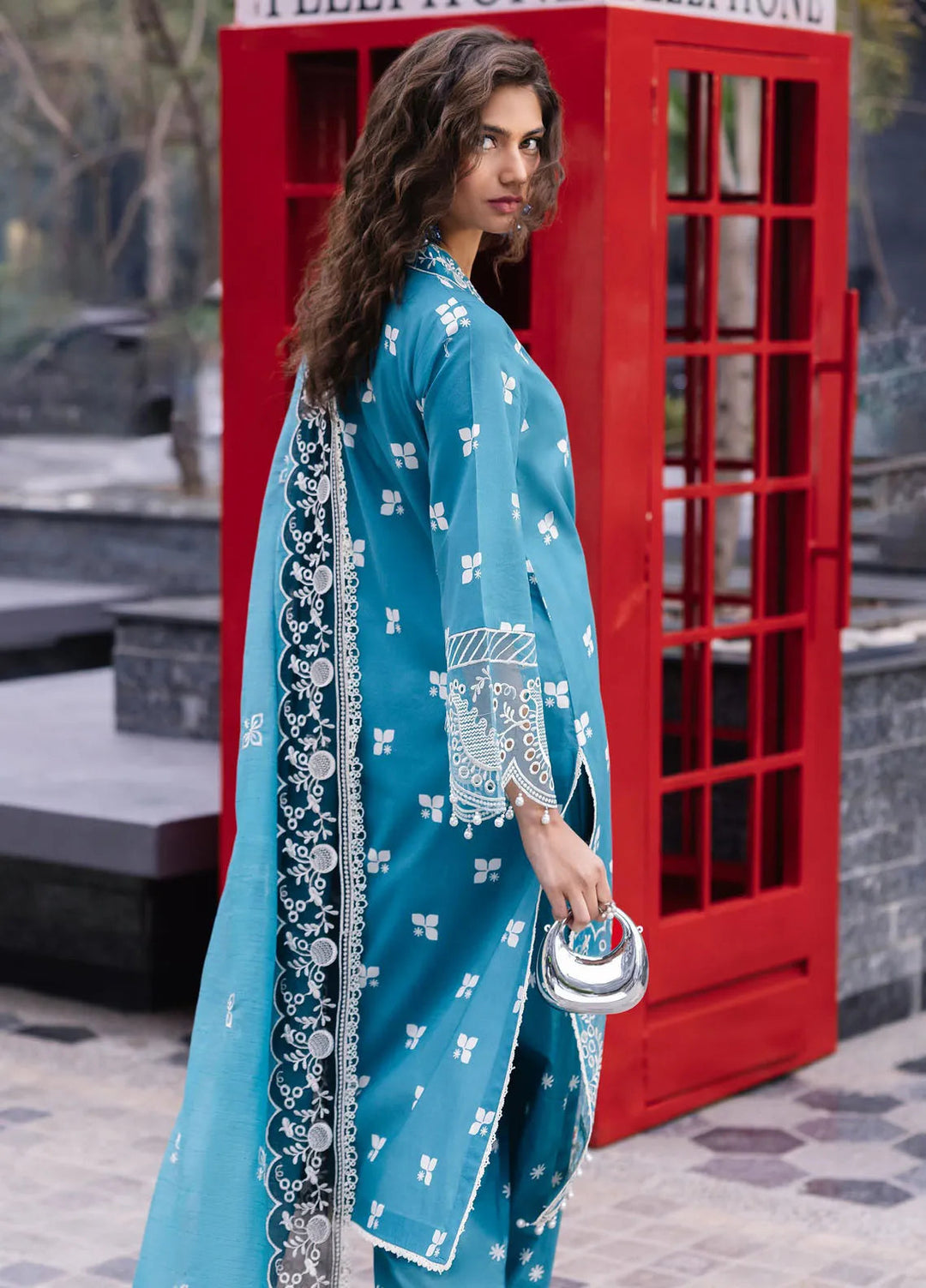 Broadway by Mahnur Embroidered Lawn Suits Unstitched 3 Piece MN25B D-12 Scarlet - Summer Collection