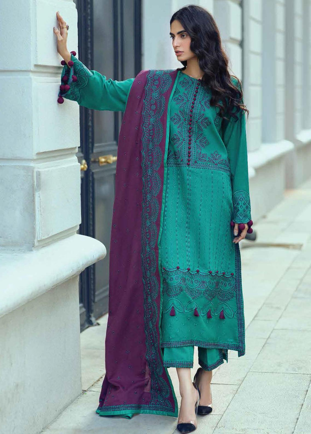 Broadway Returns by Mushq Embroidered Khaddar Suits Unstitched 3 Piece MQ22BR MW22-04 Nur - Winter Collection