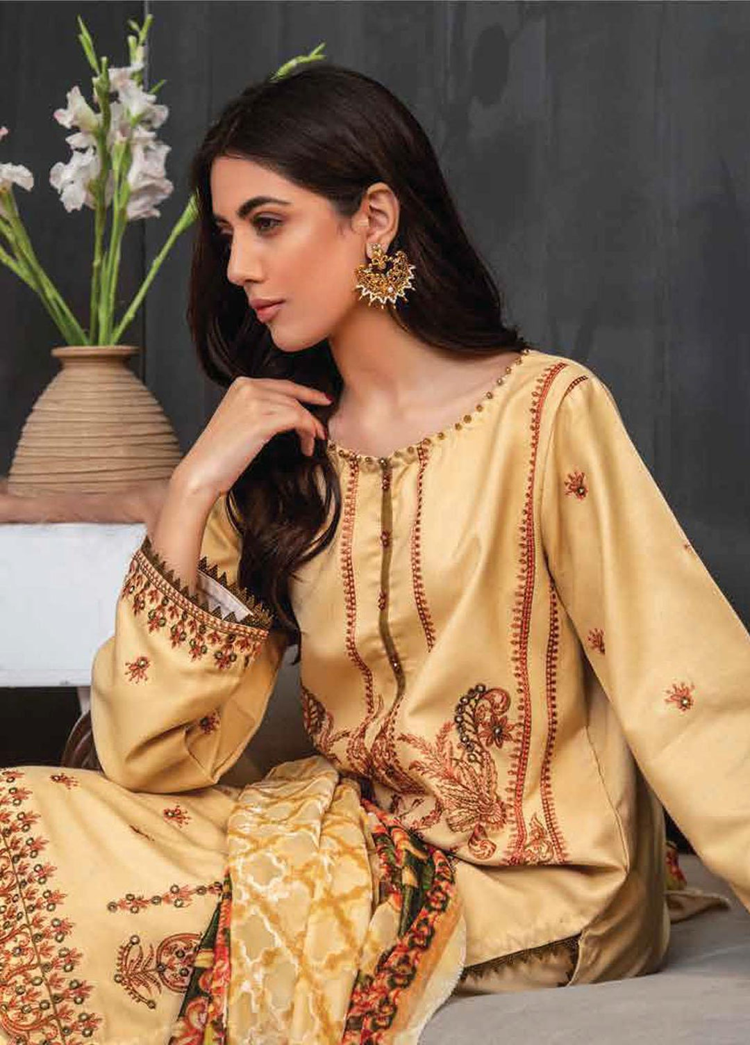 Brocade by Lala Textiles Embroidered Woolen Suits Unstitched 3 Piece LT22B Aria 006 - Winter Collection