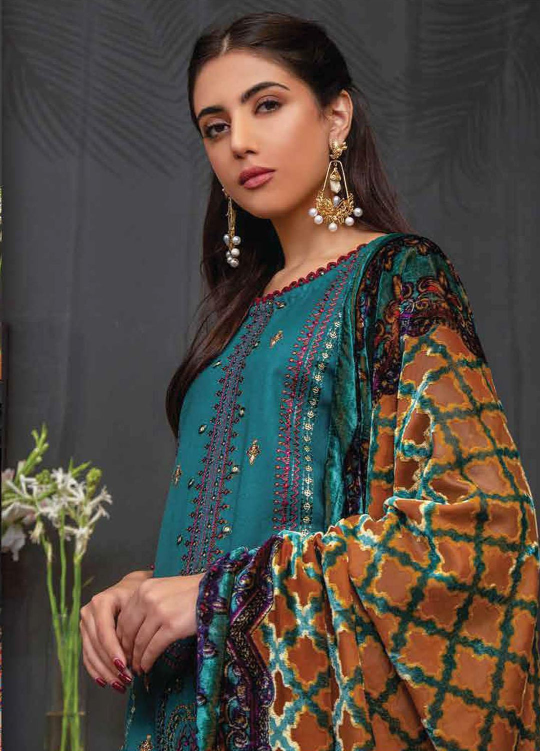 Brocade by Lala Textiles Embroidered Woolen Suits Unstitched 3 Piece LT22B Kate 001 - Winter Collection