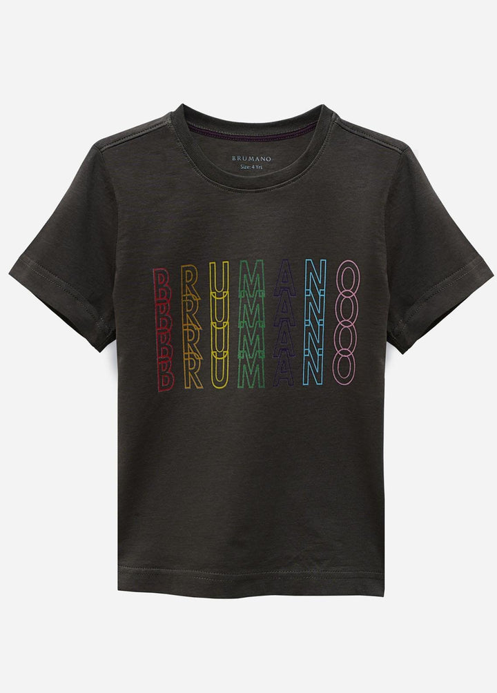 Brumano Cotton Casual Boys T-Shirts -  Brown Printed Short Sleeves Casual T-Shirt